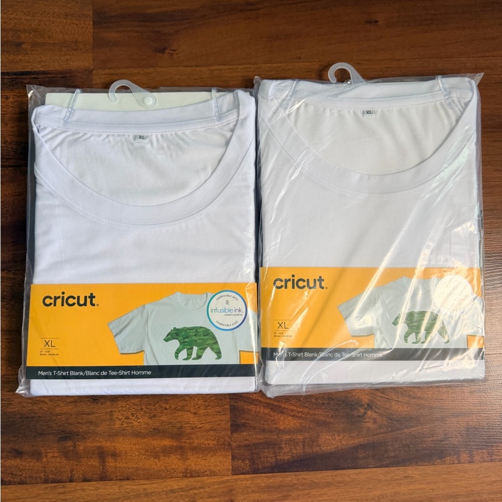 2 Pack Cricut Infusible Ink Blank Tee Men’s XL White NEW Sublimation Heat Press